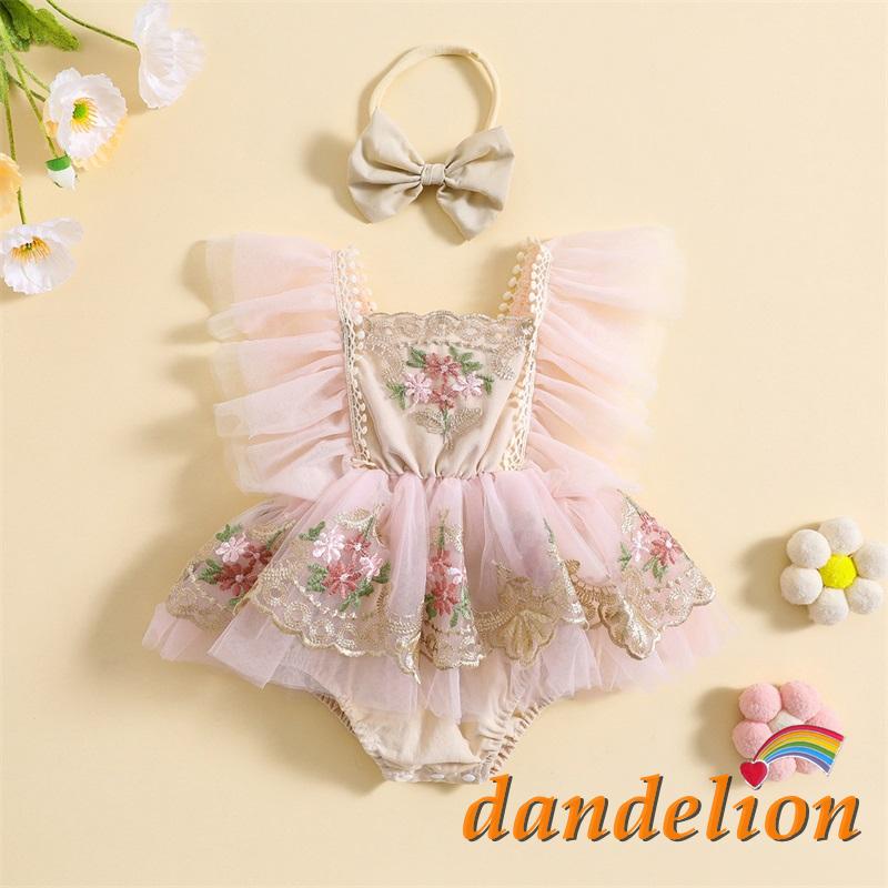 Macacão Com faixa de cabeça Para Bebê infantil Menina 0-24Meses ,Renda roupa De  Sem mangas Sem costas