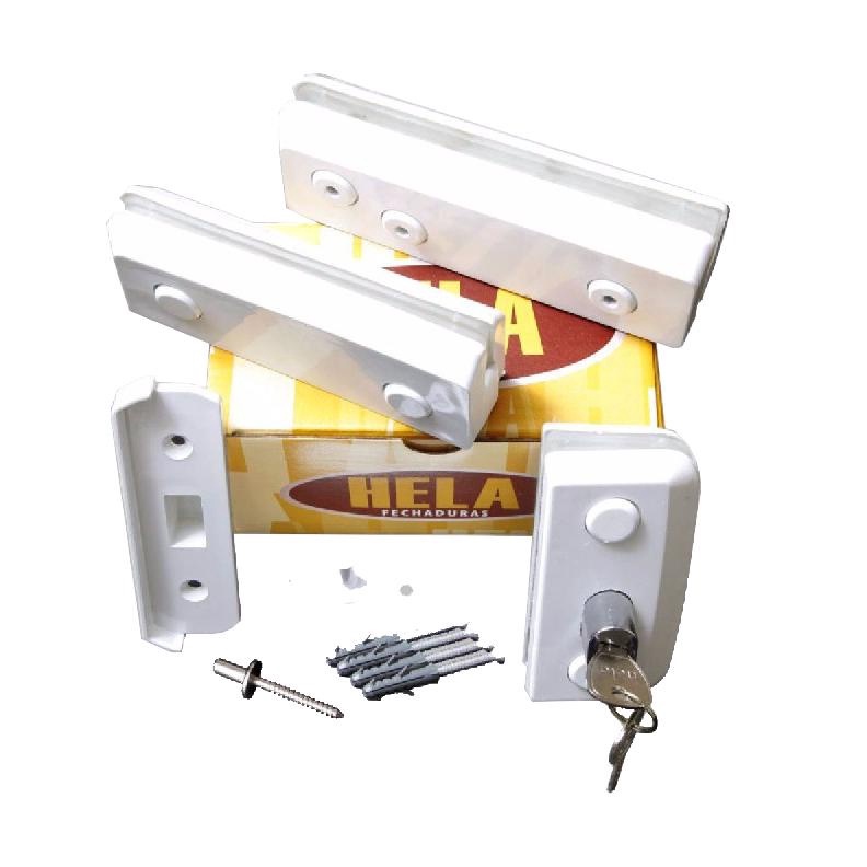 Fechadura Porta De Vidro Correr Kit 01 Hela Branco