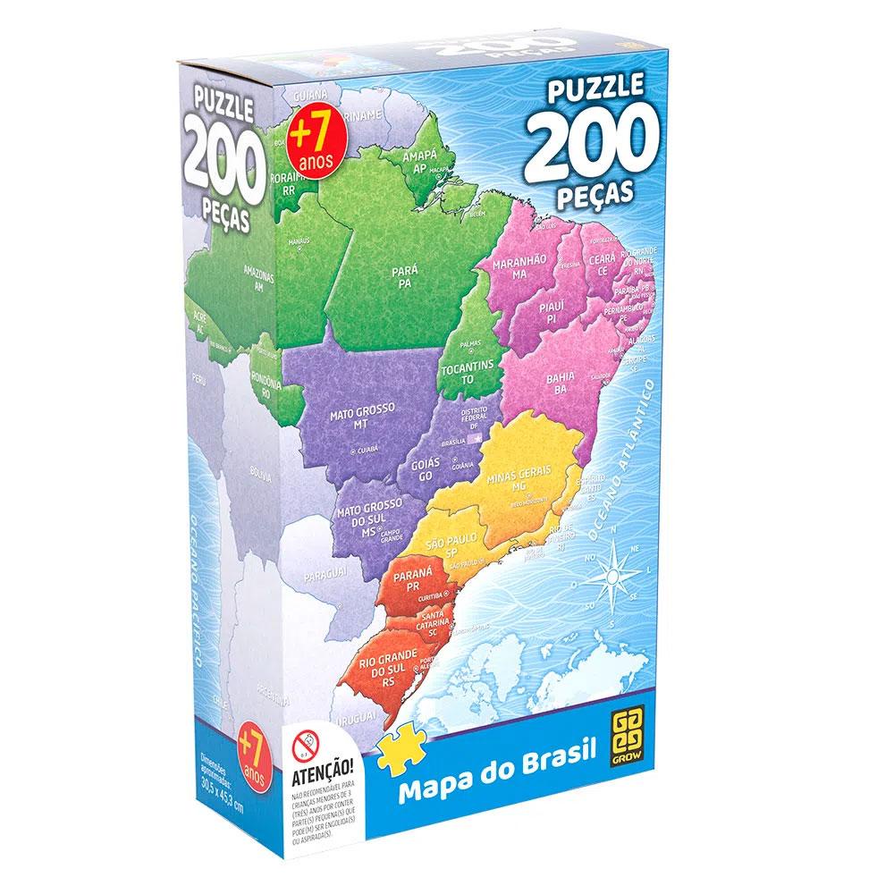 Quebra-cabeças 200 Peças Mapa do Brasil - Grow em Oferta na Shopee