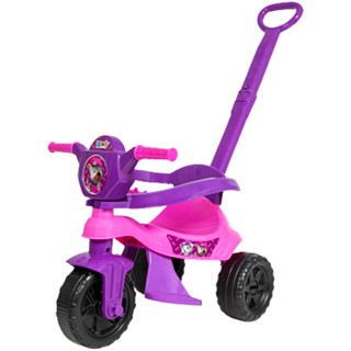 Triciclo Infantil Motoca Kemotoka Baby Dog Rosa Com Haste de Empurrar Proteção Lateral Motoca Passeio e Pedal Indicado Para Crianças +12m Suporta Até 25kg Kendy Brinquedos