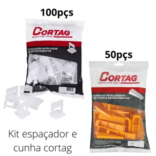 Kit 100un espaçador nivelador + 50un de cunha - Cortag em Oferta na Shopee