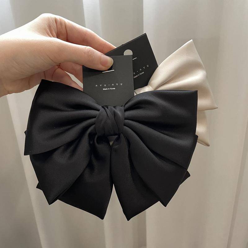 Clip de Cabelo Coreano de Alta Cortina Satin Bow Clip de Mola Temperamento Cabeça Costas Grampo de Cabelo Acessórios de Cabelo Mulheres
