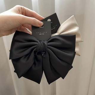 Clip de Cabelo Coreano de Alta Cortina Satin Bow Clip de Mola Temperamento Cabeça Costas Grampo de Cabelo Acessórios de Cabelo Mulheres