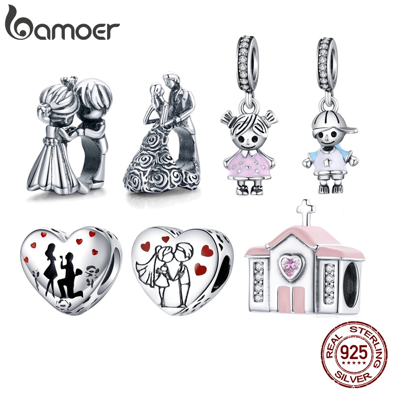 Bamoer S925 Sterling Sweet Love Beaded Series Acessórios De Moda Para Pulseira em Oferta na Shopee