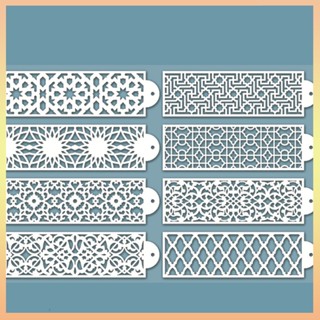 8pcs/set Cake Stencil Leaf Shape Pattern Decorativo Bolo De Renda Boder Stencils Modelo De Molde De Desenho De Ferramentas De Pastelaria Bakeware