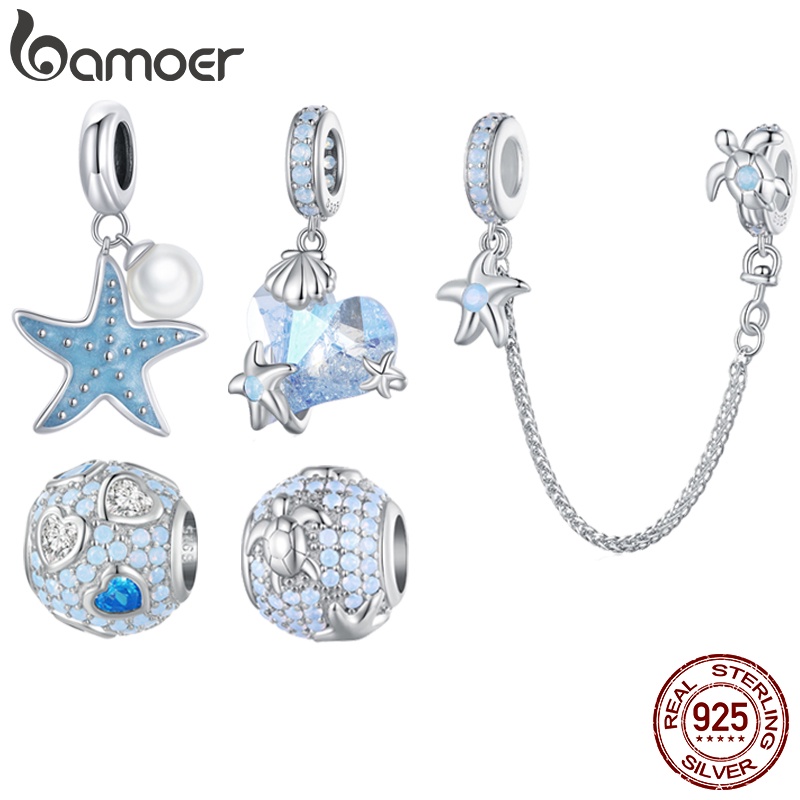 Bamoer 925 Silver Sea Series Starfish E Turtle Beads Acessórios De Bricolage Para Mulheres em Oferta na Shopee