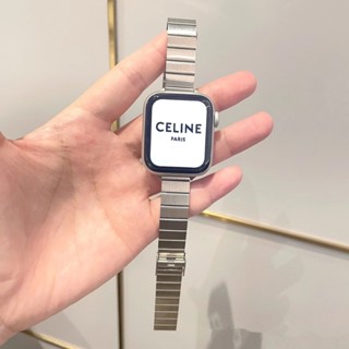 Faixa Fina Elegante De Bambu Quadrada Para Relógio Apple Série 8 Ultra 49mm 44mm 41 38 40 45mm 42mm Aço Inoxidável iWatch 7 SE 6 5 4 3 2 1Starlight Color Bracelet