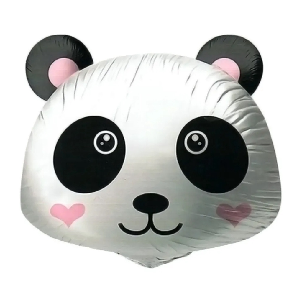 Balão Metalizado Cabeça de Panda Coração - 24 Polegadas