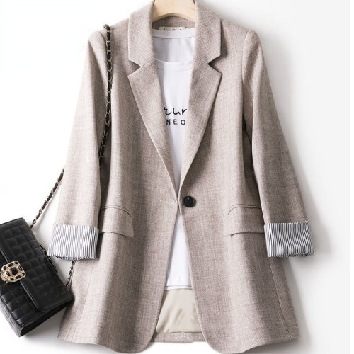 Alta qualidade Blazer Feminino Social forrado alfaiataria Slim casaco casual para outono / inverno / primavera