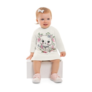 Vestido Manga Longa Bebê Quimby em Oferta na Shopee