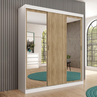 Guarda Roupa 1144 Casal 3 Portas 4 Gav Espelho Branco Carraro em Oferta na Shopee