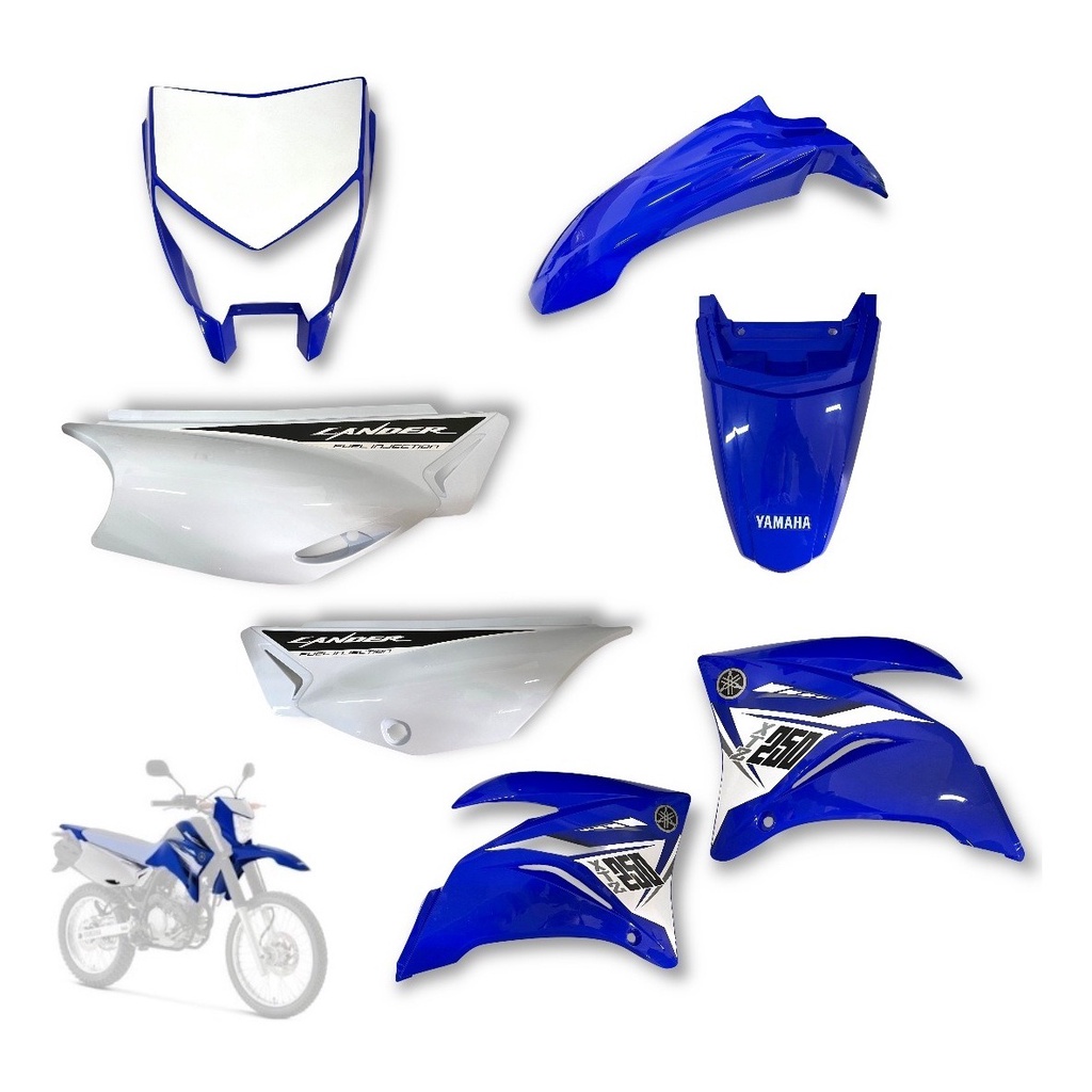 Kit Carenagem  Xtz Lander 250 Azul Com Adesivo 2015