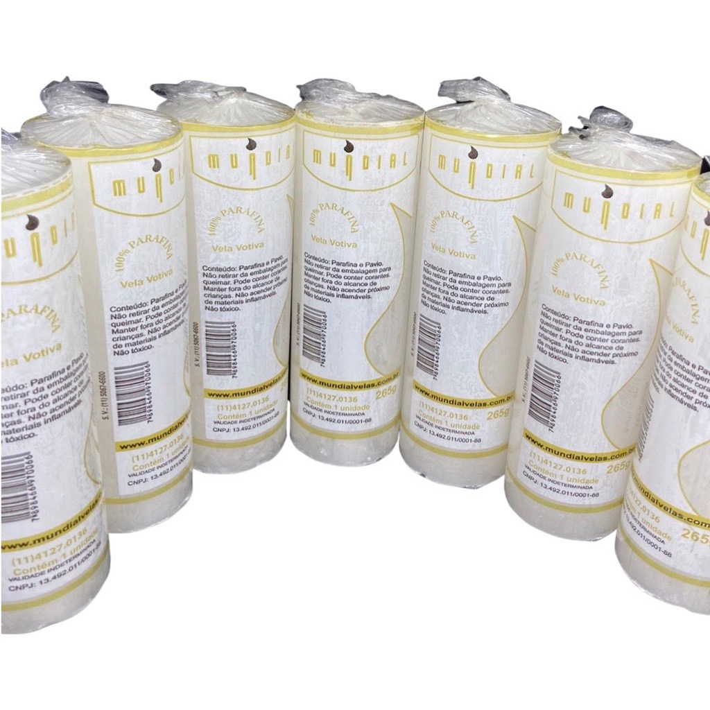 Kit 06 Velas De 7 Dias Brancas 100% Parafina Pura 265g em Oferta na Shopee
