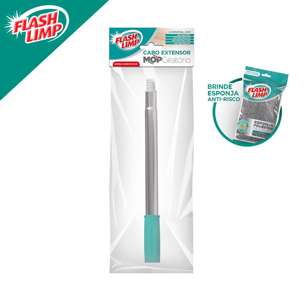 Cabo Extensor Para Mop Giratorio 28cm Para Limpeza Domestica + Esponja Poliester Flash Limp - Home & Living