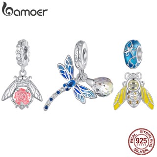 BAMOER 925 Sterling Silver Fantasy Insect Series Bead , Libélulas , Abelhas Encantos Da Moda De Bricolage Adequados Para Pulseiras