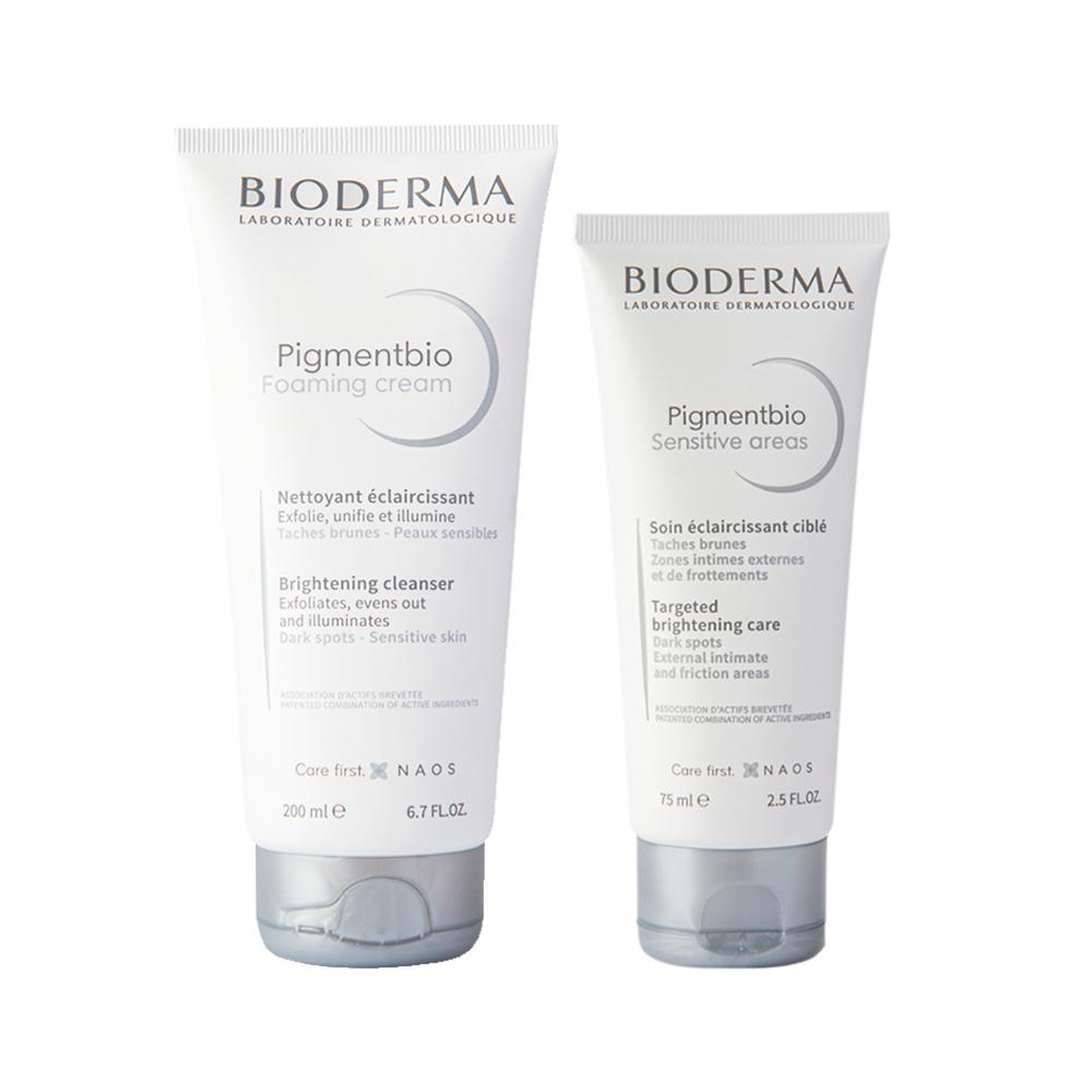 Kit Bioderma Pigmentbio - Sabonete Líquido e Creme Clareador Corporal Sensitive Areas 75ml em Oferta na Shopee