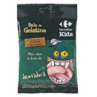 Bala de Gelatina Dentadura Sabor Morango e Framboesa Carrefour Kids