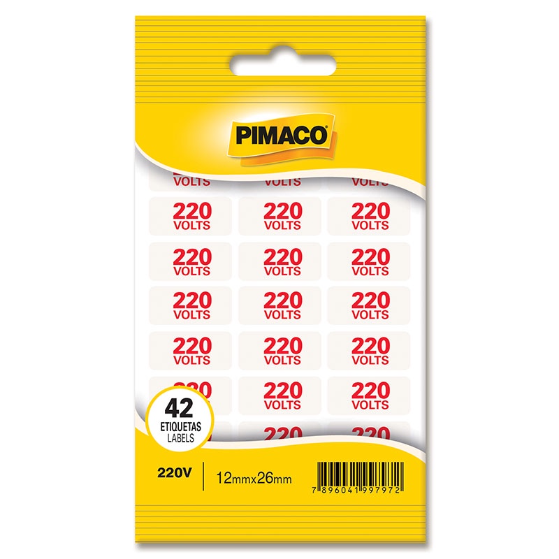 Etiqueta sinalização 220V com 2 folhas Pimaco - Stationery