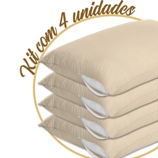 Kit 4 Capas Protetoras de Travesseiro Bege Com Zíper Proteção Total Antiácaro em Oferta na Shopee