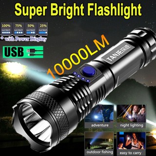 Lanterna LED Potente 3 Modos USB Recarregável Tática Brilhante Para Exterior Portátil À Prova D