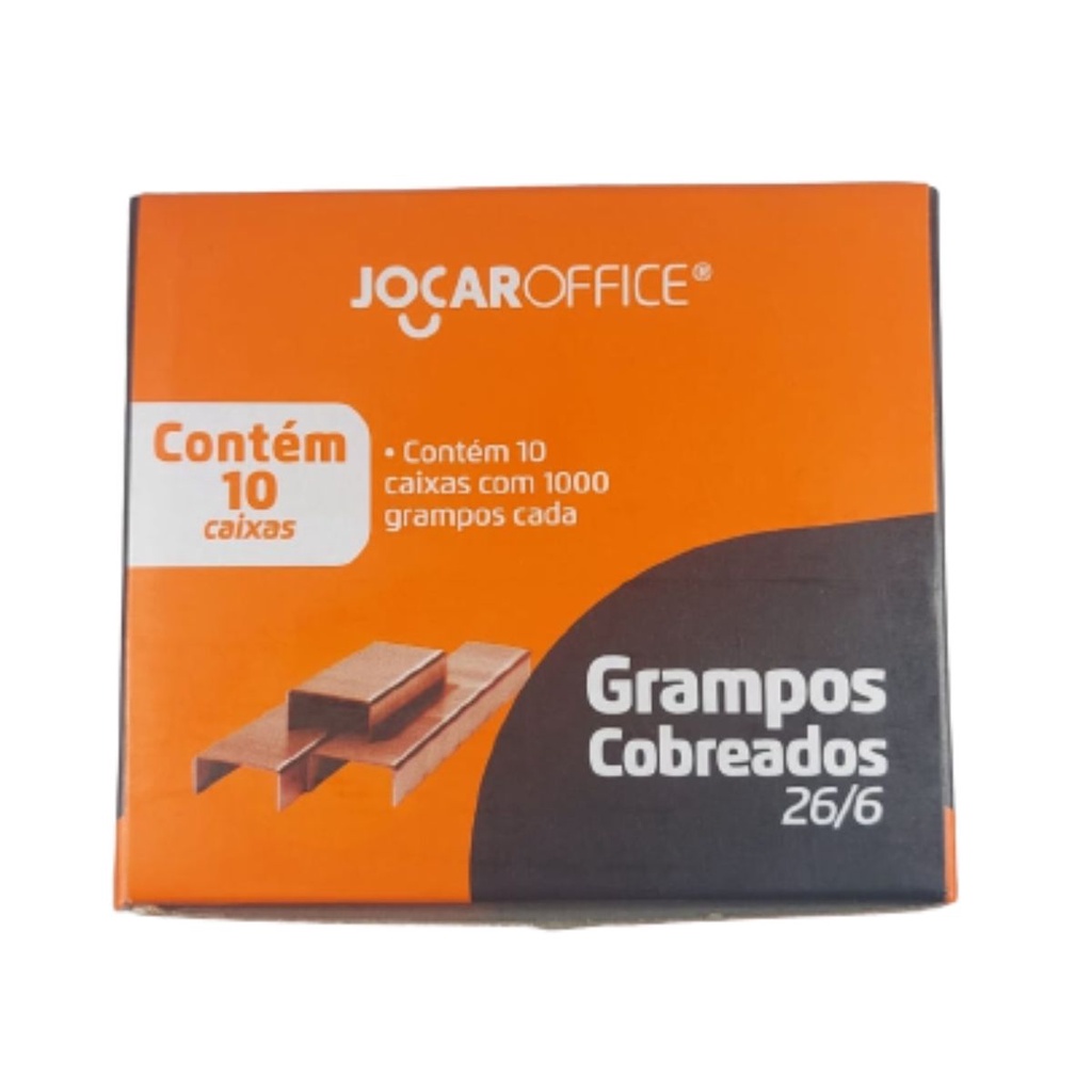 CAIXA COM 10.000 GRAMPOS PARA GRAMPEADOR COBREADO 26/6 - LEONORA