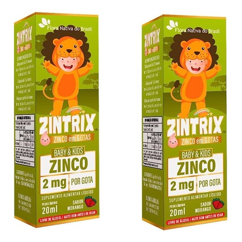 2x Zintrix Zinco Em Gotas Baby & Kids 2mg Por Gota 20ml