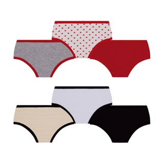 Kit com 6 Calcinhas Infantil Lobinha Teen Estampada Basica