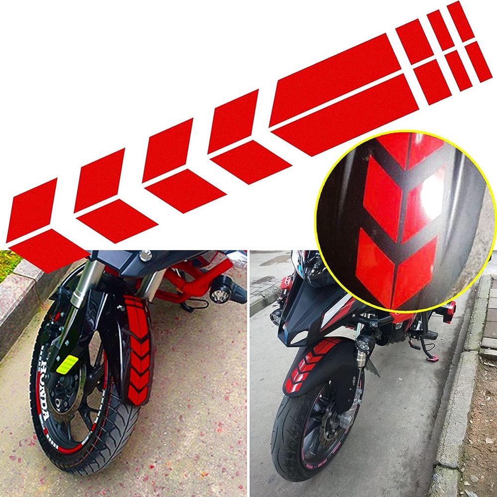 Acessórios Universais Adesivos Frontais De Decoração De Fita De Aviso Reflexiva Para Motocicletas Gráficos (Vermelho)