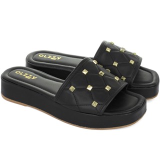 Sandália Slide Birken Flat Feminino Bordada Estilo Moda Conforto RFM
