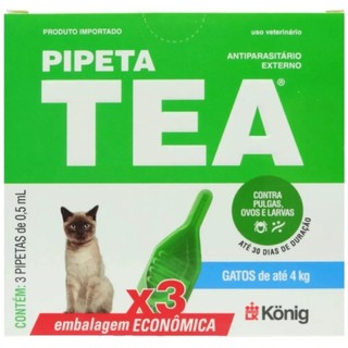 Antipulgas TEA Gatos Pipeta 3 unid  Até 4kg 0,5ml em Oferta na Shopee