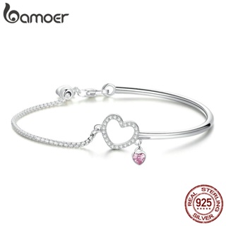 Pulseira Bamoer 925 Silver Sterling Ajustável Simples Love Heart Fashion Jewellery Para Mulheres em Oferta na Shopee