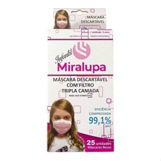 Mascara Miralupa Tripla Infantil Rosa C/25 Unidades
