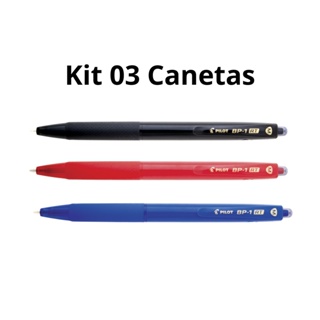 Kit 03 Canetas Esferográficas 1.0mm Retrátil BP-1 RT Pilot em Oferta na Shopee