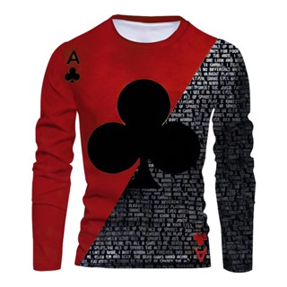 2023 Venda A Quente Camiseta De Pôquer Com Impressão 3D Unisex Manga Longa Harajuku Casual Tops