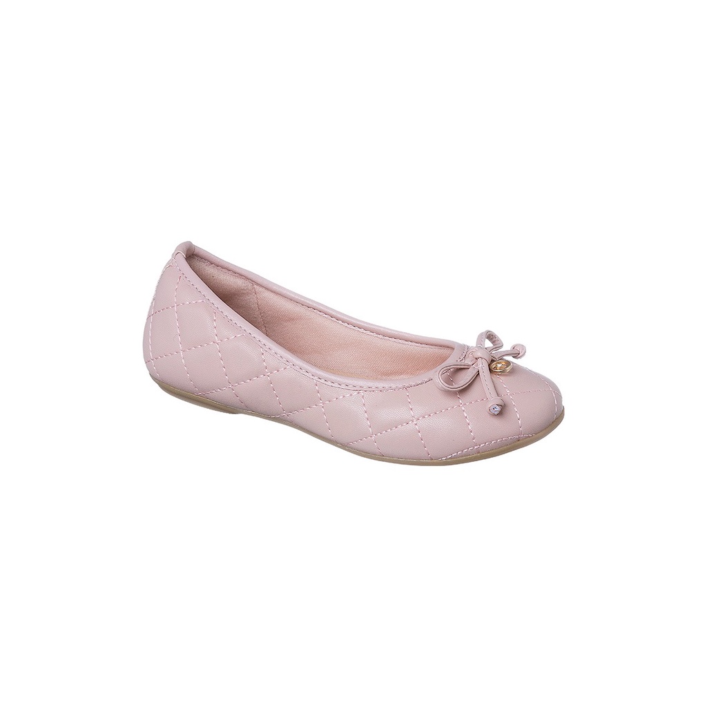 Sapatilha Infantil Ortopé Secret Bordado Matelassê Laço Nude Rosado - Baby & Kids Fashion