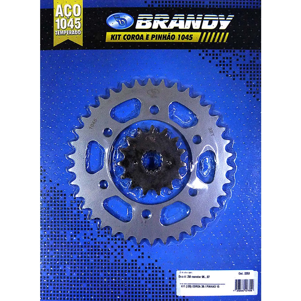 Kit Relação para Moto Ducati 750 Monster 96 até 97/Ducati 900 Monster 99/Ducati 900 Monster 02 - Sem Corrente - Brandy