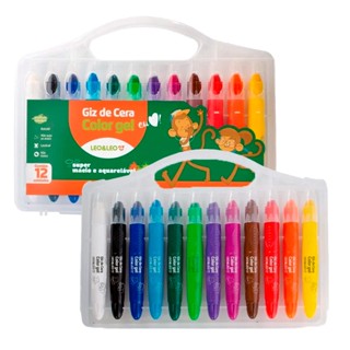 Giz De Cera Color Gel Retratil Estojo 12 Cores Aquarelavel