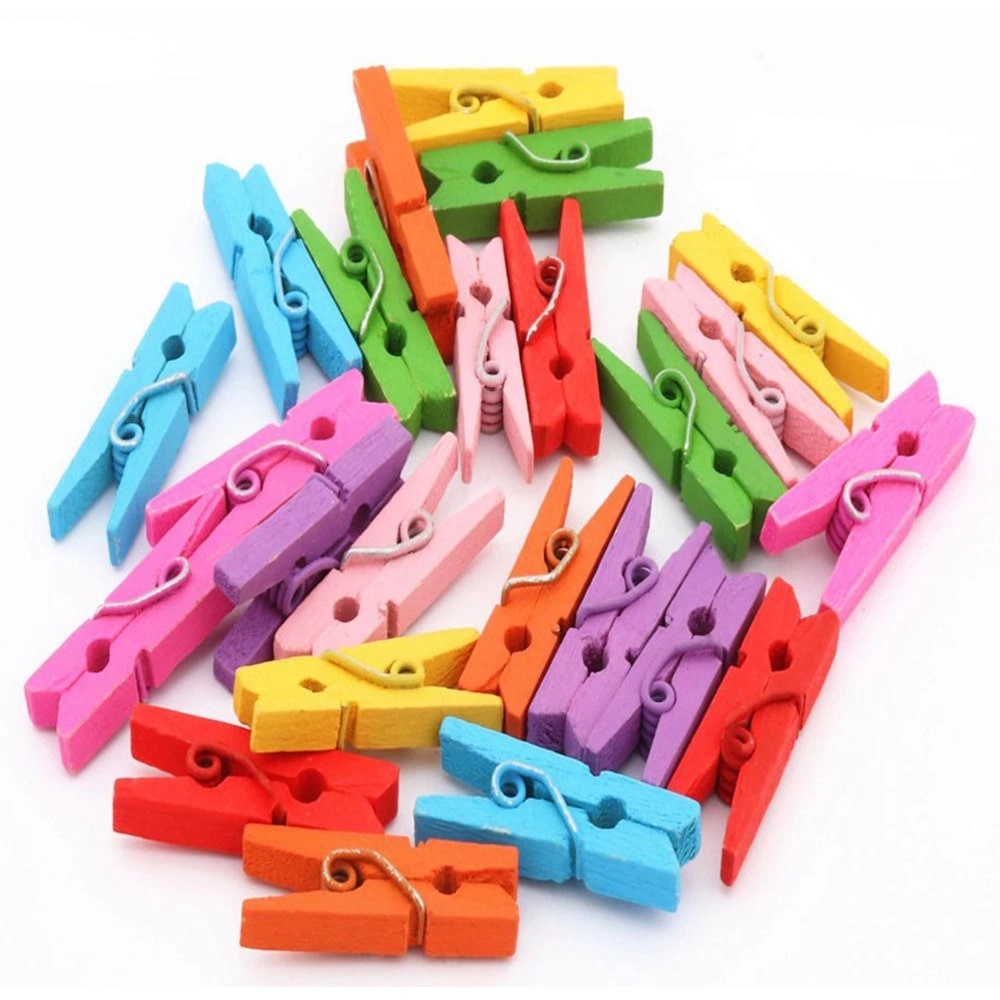 Mini Prendedor Pregador de Madeira Cores Sortido C/30 Unidades 2,5cm