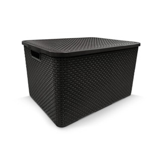 Caixa Organizadora Rattan Cesto com Tampa Empilhavel 7 e 15 Litros