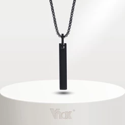 Vnox Men's Fashion Vertical Pendant Necklace , Pingente Geométrico Preto De Aço Inoxidável Com Jóias Masculinas De Corrente De Caixa