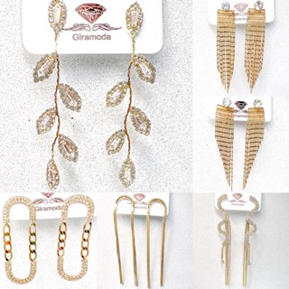 Par de Brincos de gota de strass com zirconia casamento festa dourado/prata