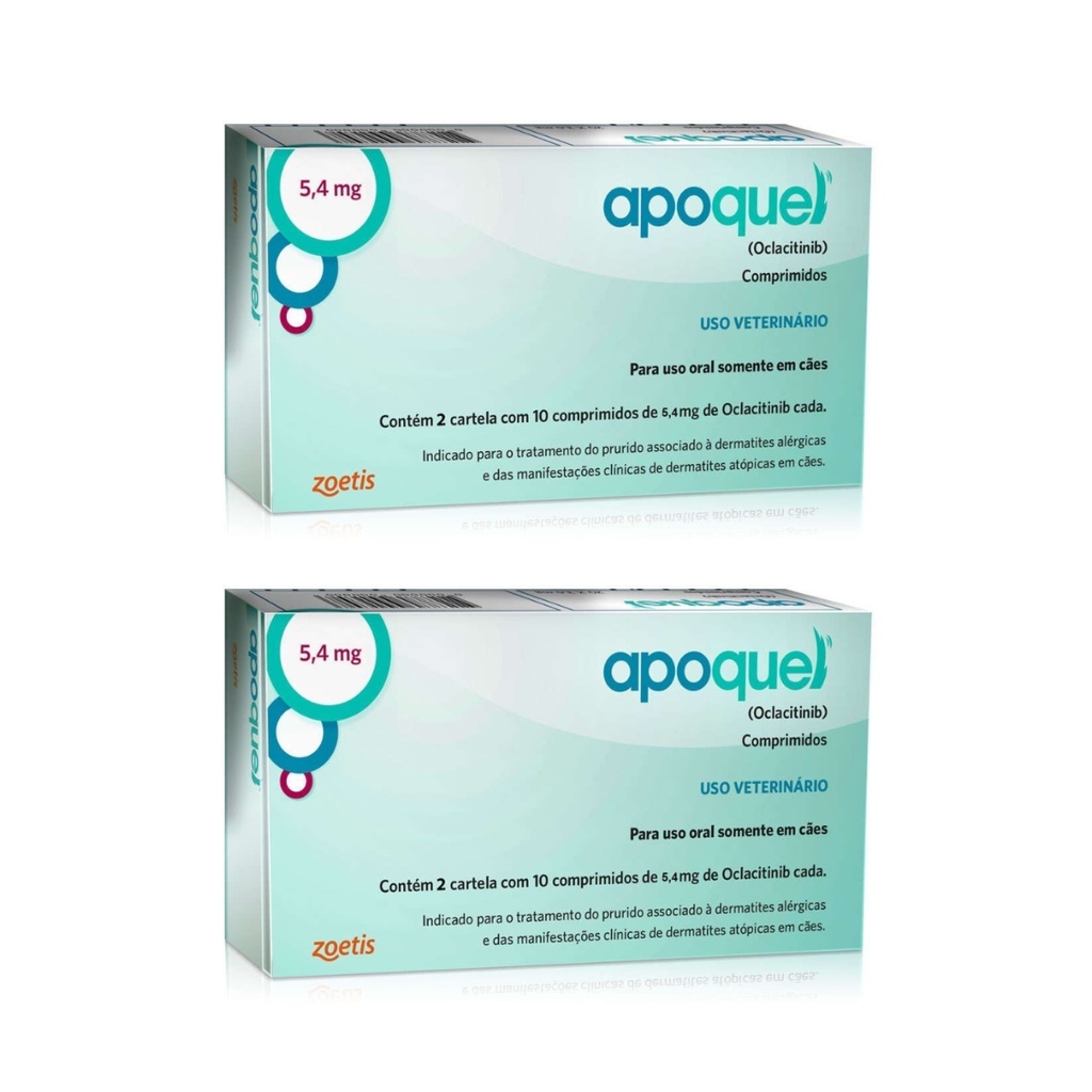 2 unid Apoquel Dermatológico Anti Coceira Cães 5,4mg 20Comp