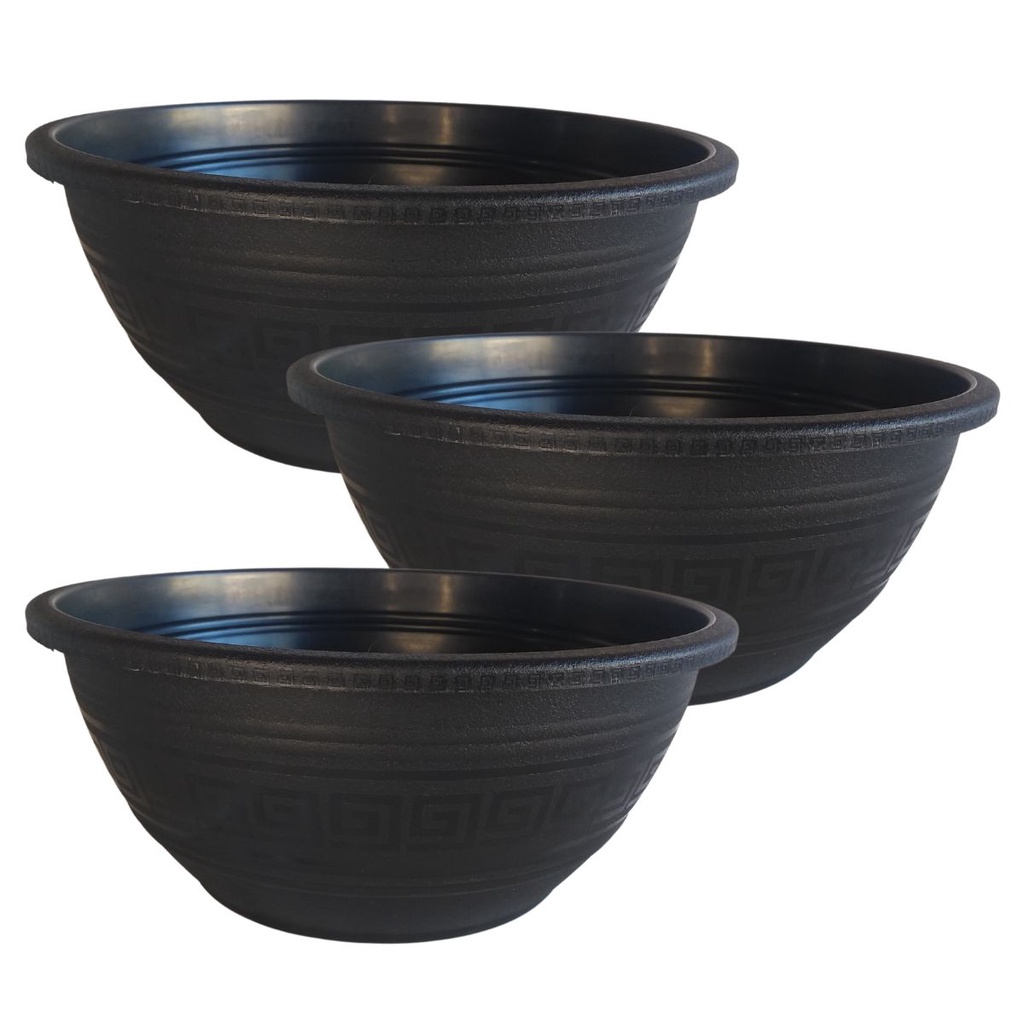 3 Vaso Cuia Bacia Primavera Grande Para Cultivo de Plantas Arranjo de Suculenta e Cactos 6 Litros Preto 02 de Plástico