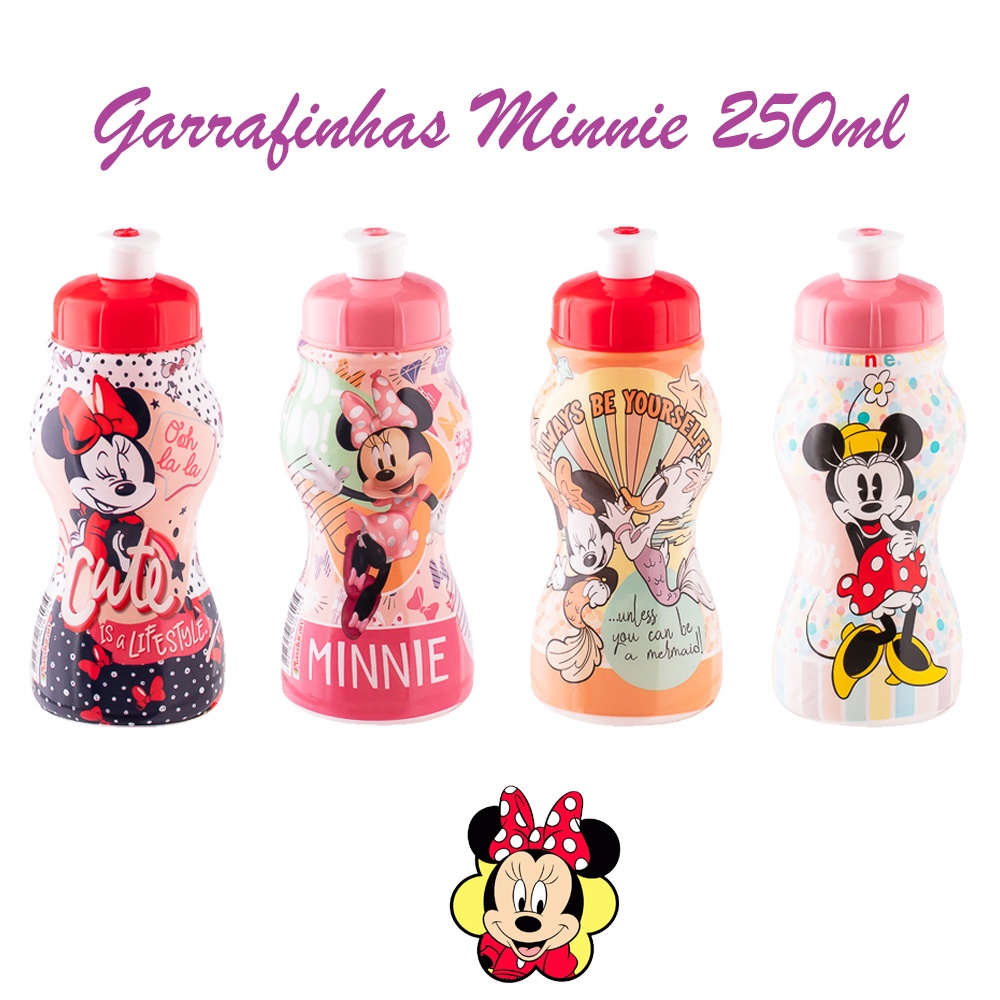 Squeeze Garrafinha De Água Infantil Personagem Menina 250Ml Minnie