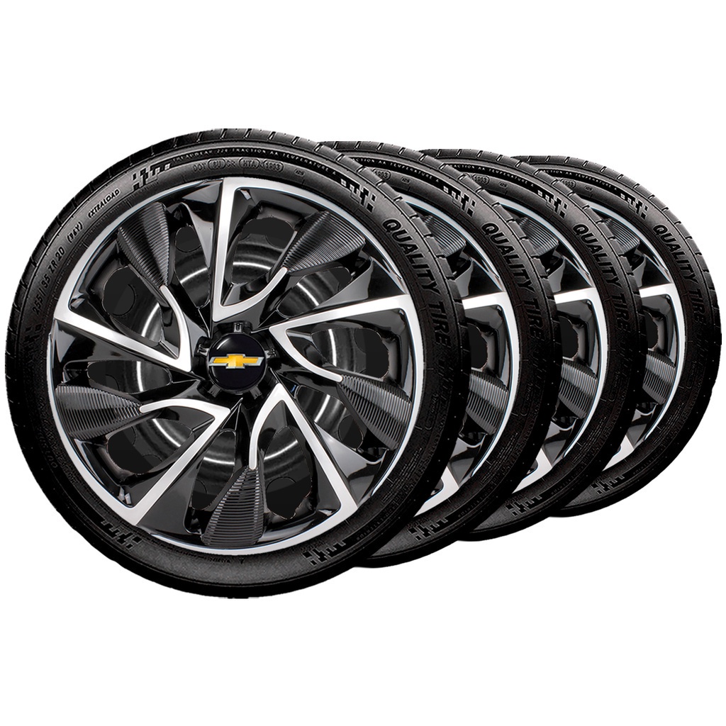 Jogo 4 Calota Ds4 Aro 15 Black Silver Gm Corsa Celta Agile