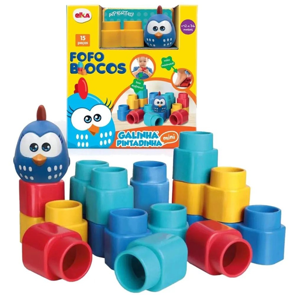 Brinquedo Fofo Blocos para Montar Galinha Pintadinha Mini 1047 - Elka em Oferta na Shopee