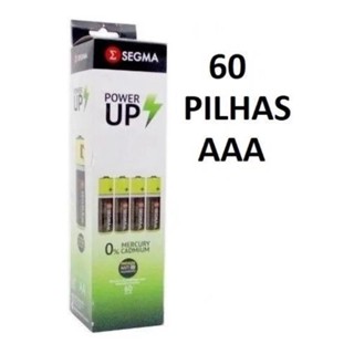 Pilha AAA Palito Comum Zinco 1 Caixa com 60 Unidades Marca Segma