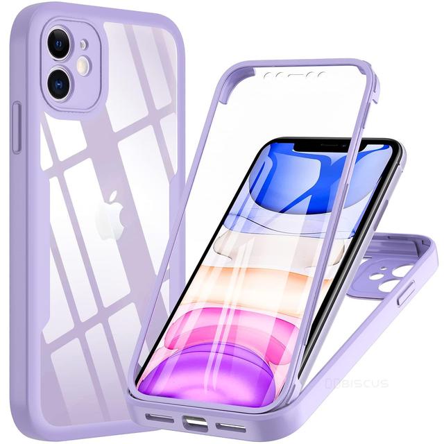 Capa Transparente De 360 Graus Para iPhone 12 11 XR XS Pro Max 7 8 Plus Protetor De Tela Embutido Robusto De Corpo