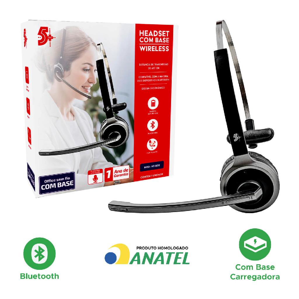 Fone Headset Office Sem Fio Bluetooth Carregamento com Base