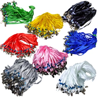 100 Cordões Porta Crachá Clips Garra Jacaré Suporte Poliéster em Oferta na Shopee